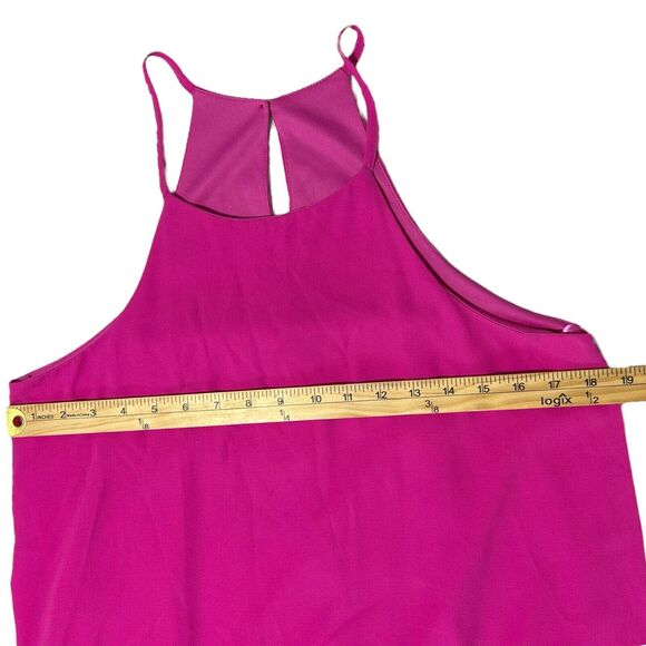 NWT She + Sky Pleated Hem Halter Dress Fuchsia Pink Size M Keyhole Midi Preppy - Picture 10 of 11